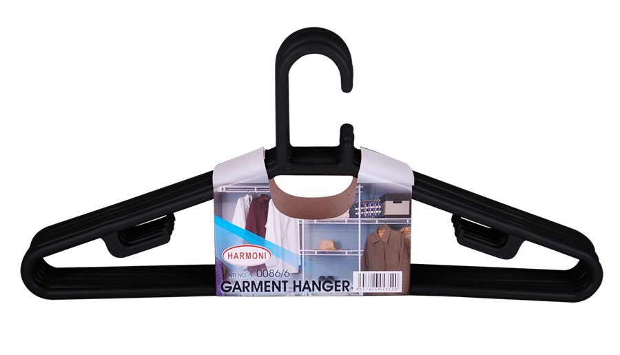 0086 6 Garment Hanger (6 Pcs) BLACK