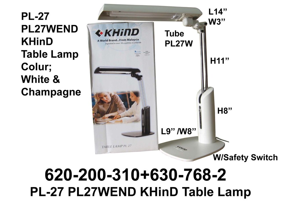 620 200 310 PL 27 PL27W Khind Table Lamp