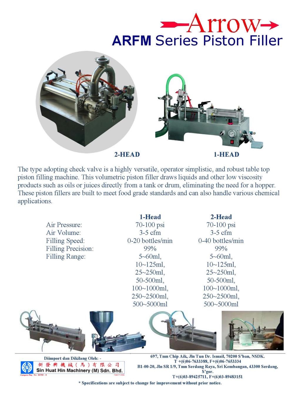 ARROW ARFM Series Piston Filler