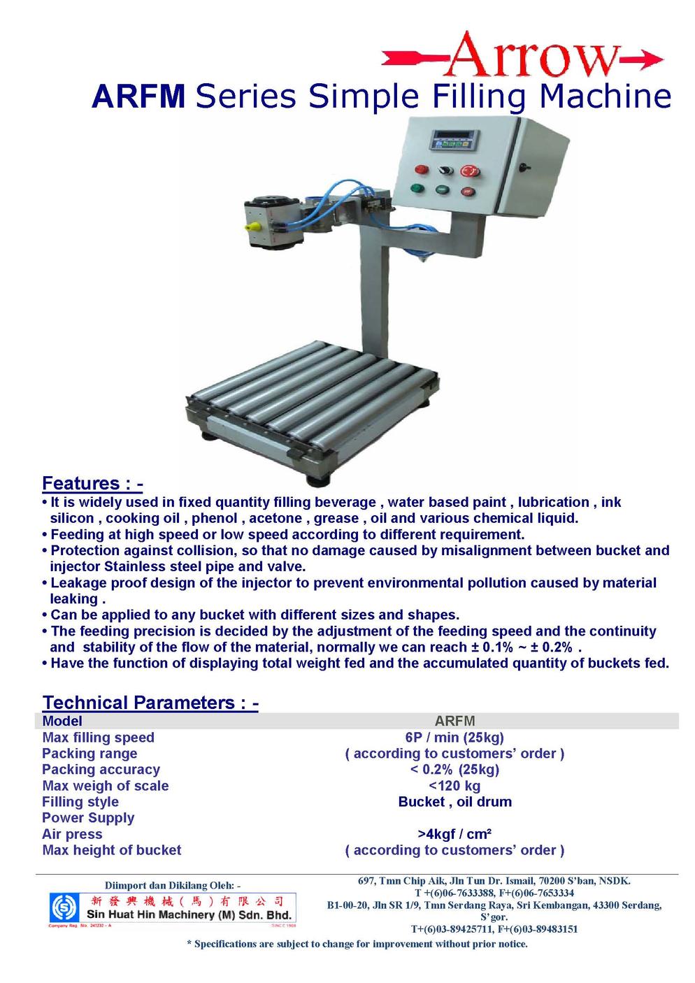 ARROW ARFM Series Simple Filling Machine