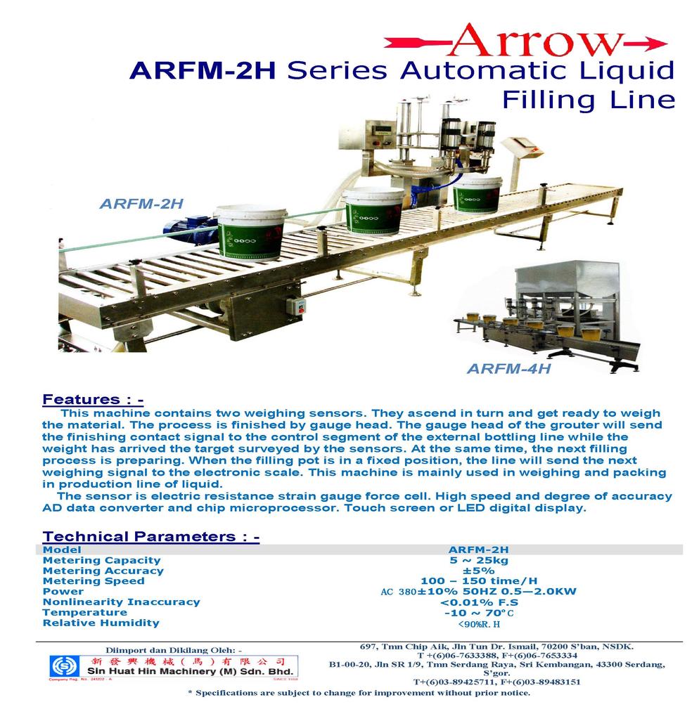 ARROW ARFM 2H Series Automatic Liquid Filling Line