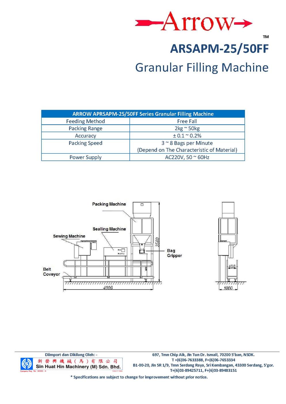 Arrow APGFM 25 50FF GranularFillingMachine Page 2