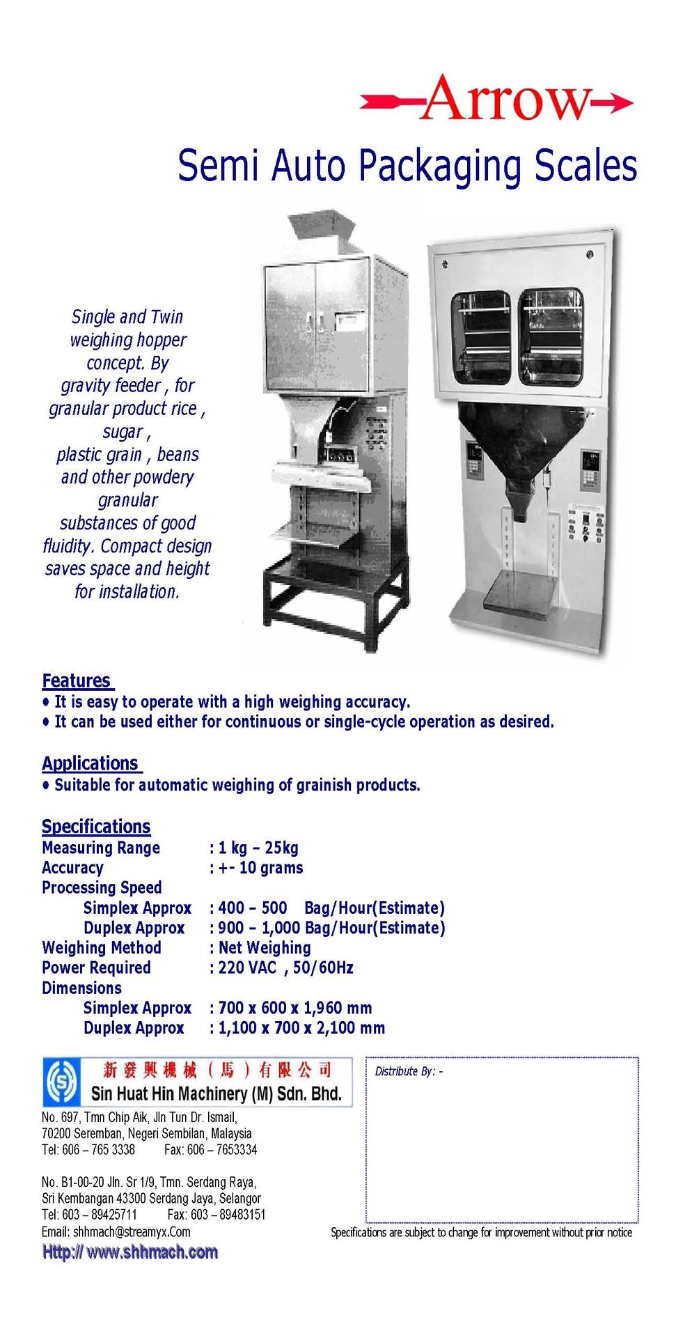 Arrow Semi Auto Packaging Scale