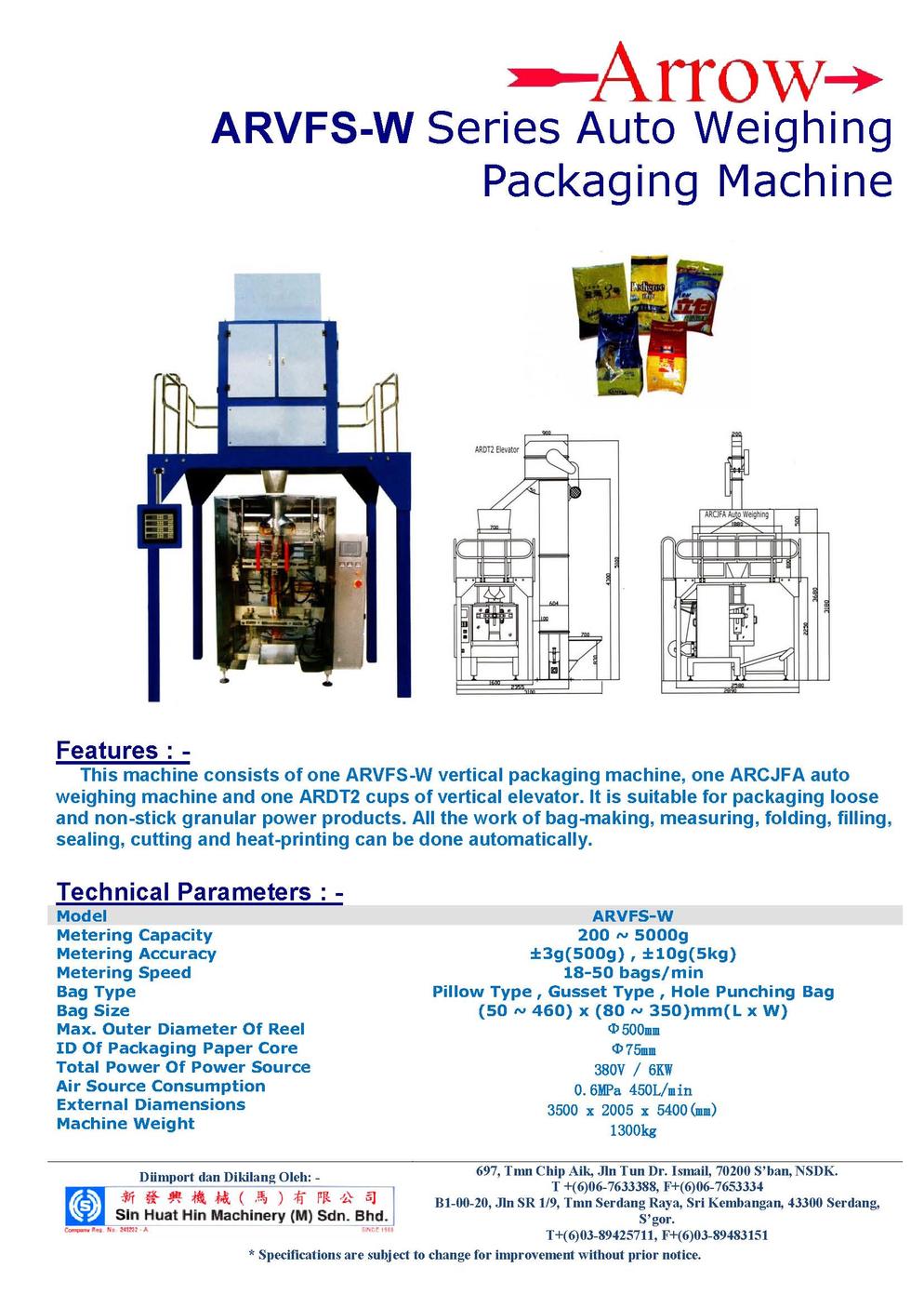 ARROW ARVFS 7W Series Auto Weighing Packaging Machine