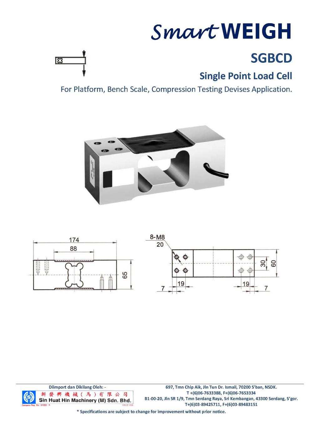 SmartWEIGH   SGBCD   Load Cell   SHHMACH Page 1