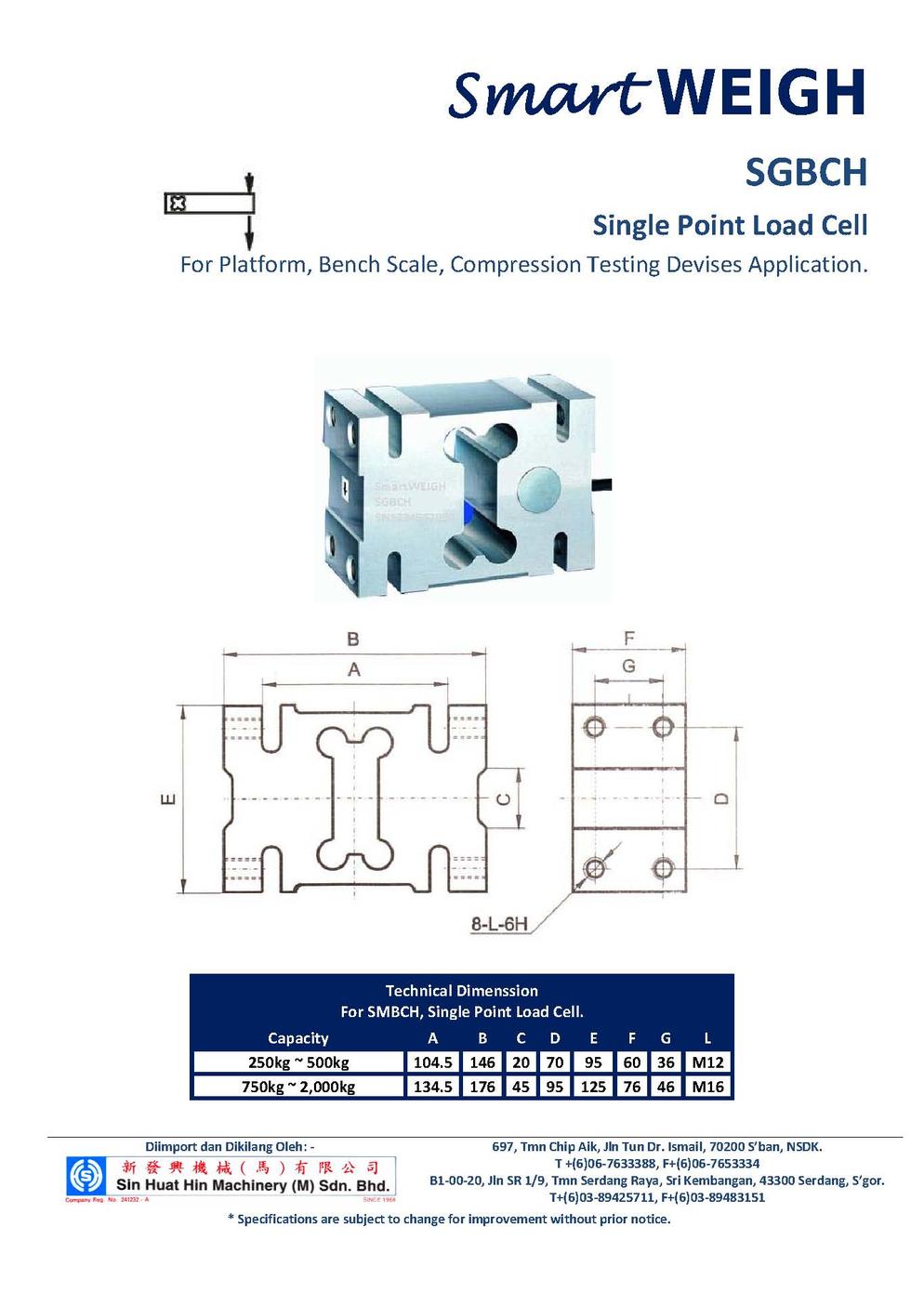 SmartWEIGH   SGBCH   Load Cell   SHHMACH Page 1