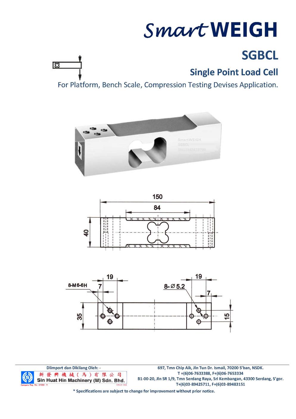 SmartWEIGH   SGBCL   Load Cell   SHHMACH Page 1