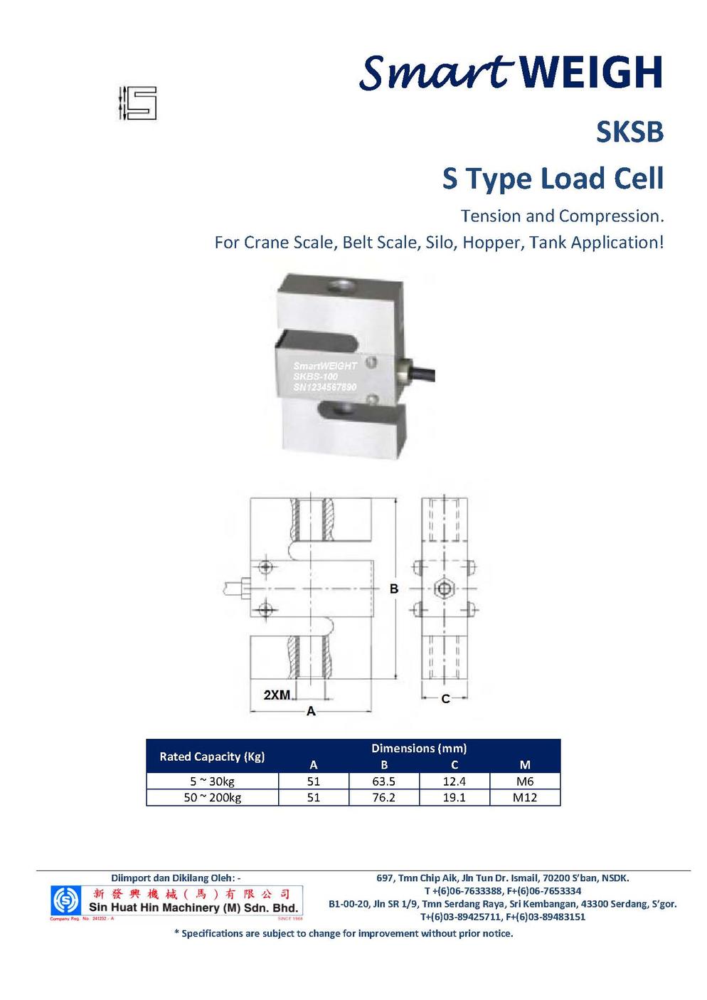 SmartWEIGH   SKSB Load Cell   SHHMACH Page 1