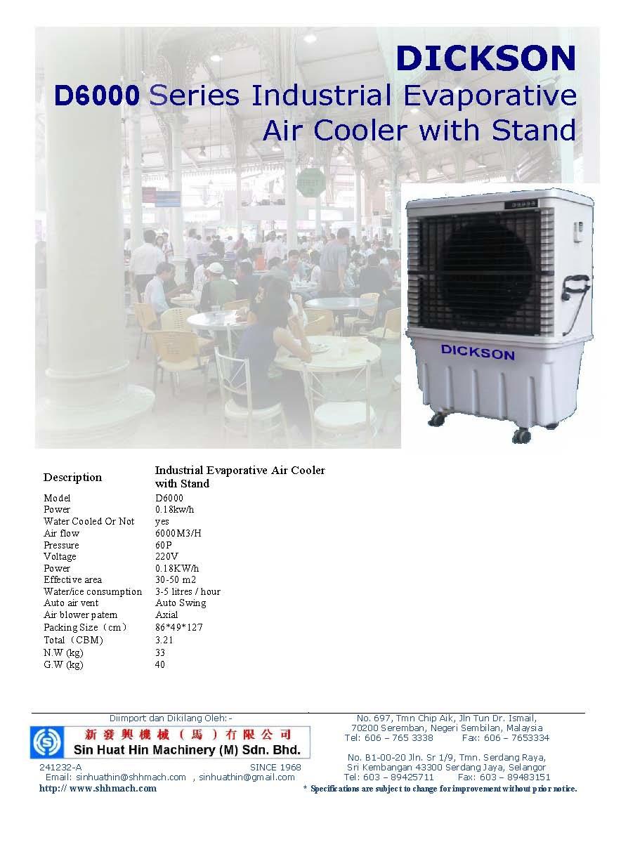 DICKSON D 6000 Series Industrial Evaporative Air Cooler with Stand