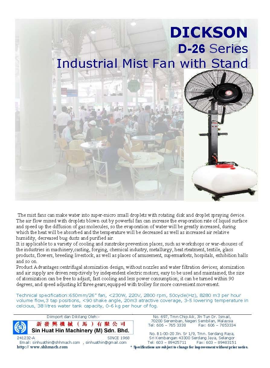 DICKSON D 26 Series Industrial Mist Fan with Stand