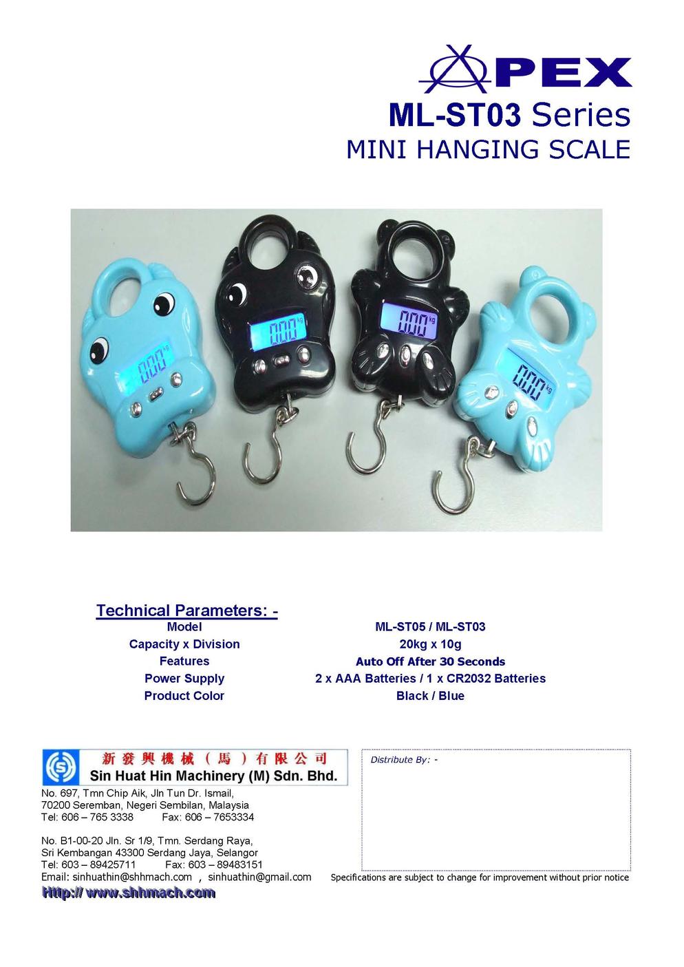 APEX ML ST Series Mini Hanging Scale