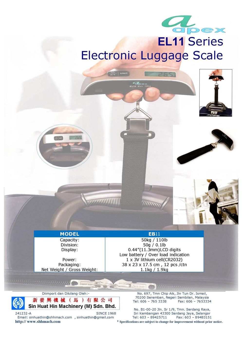 APEX EL11 Electronic Luggage Scale