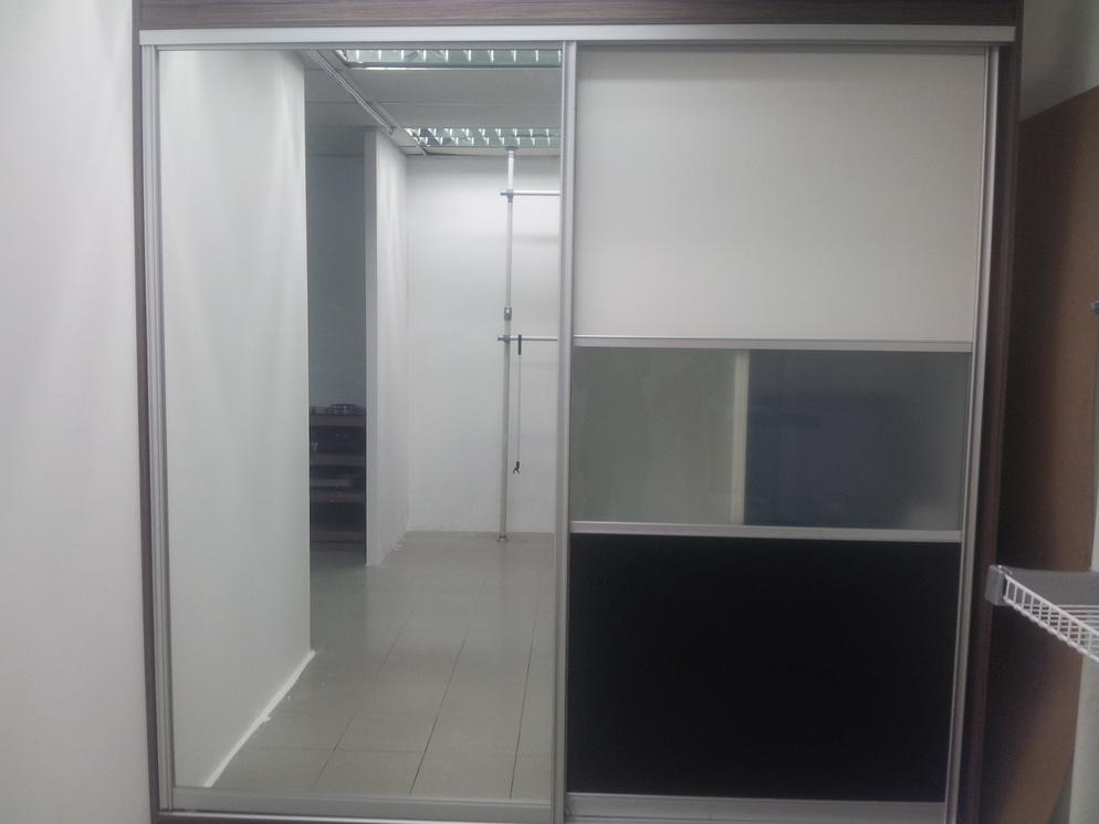 Sliding Mirror + Frosted Glass Door Wardrobe 