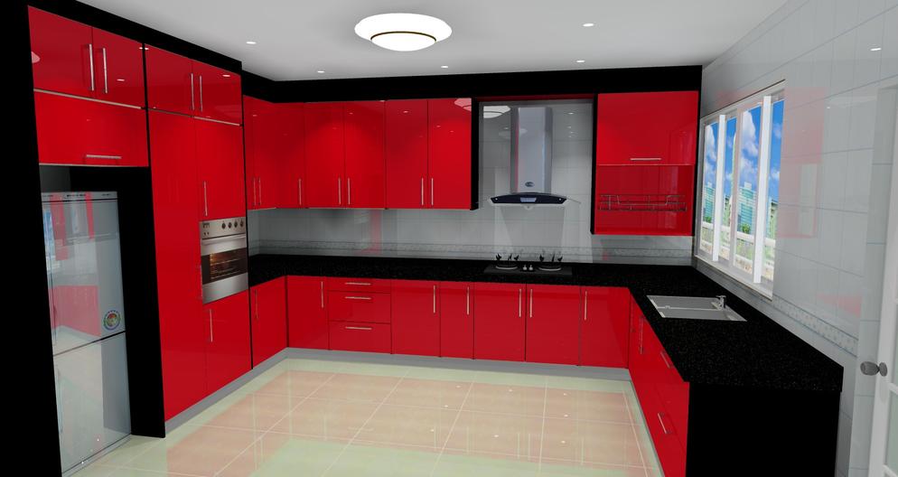 U-shape kitchen cabinet