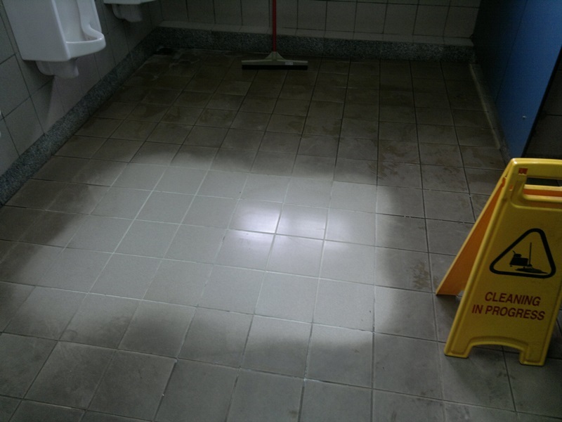 locked restroom after cleaning (after)