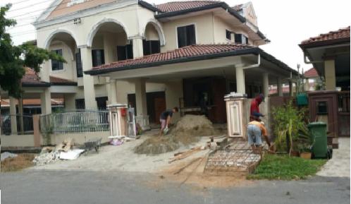 Extension of house entrance & car porch at Jalan Song