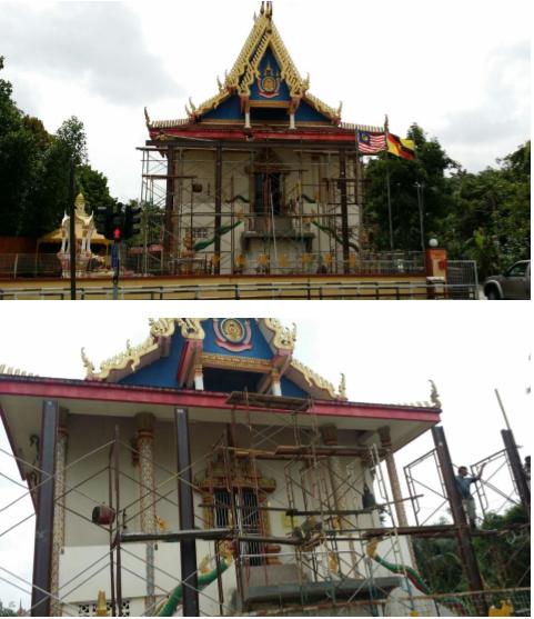 Roof extension at 砂泰 thailand temple, Jalan Foochow