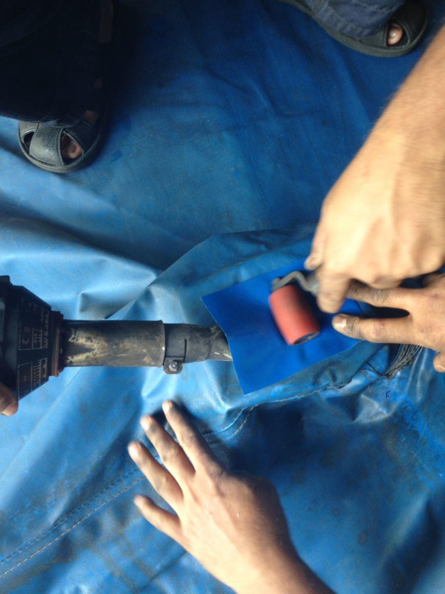 Lorry old canvas repair