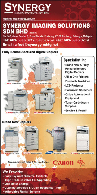 Synergy Imaging Solutions Sdn Bhd Office Automation In Malaysia