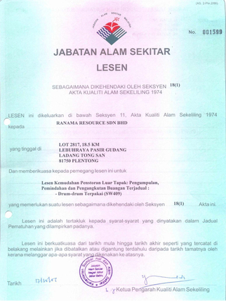 jabatan alam sekitar lesen 2 1