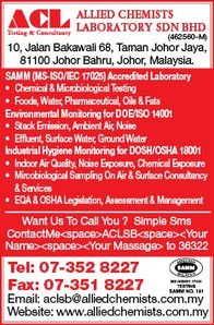 Allied Chemists Laboratory Sdn Bhd Laboratories Testing In Malaysia