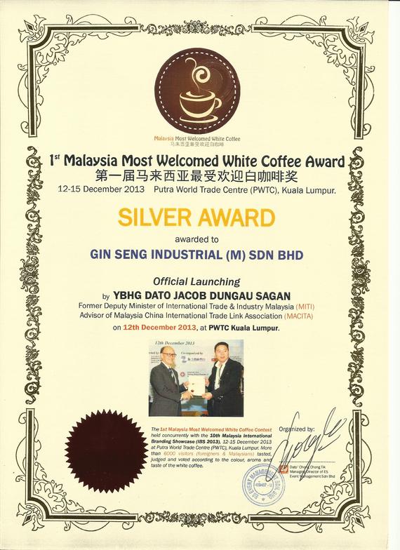 Malaysia Most Welcomed White Coffee Award