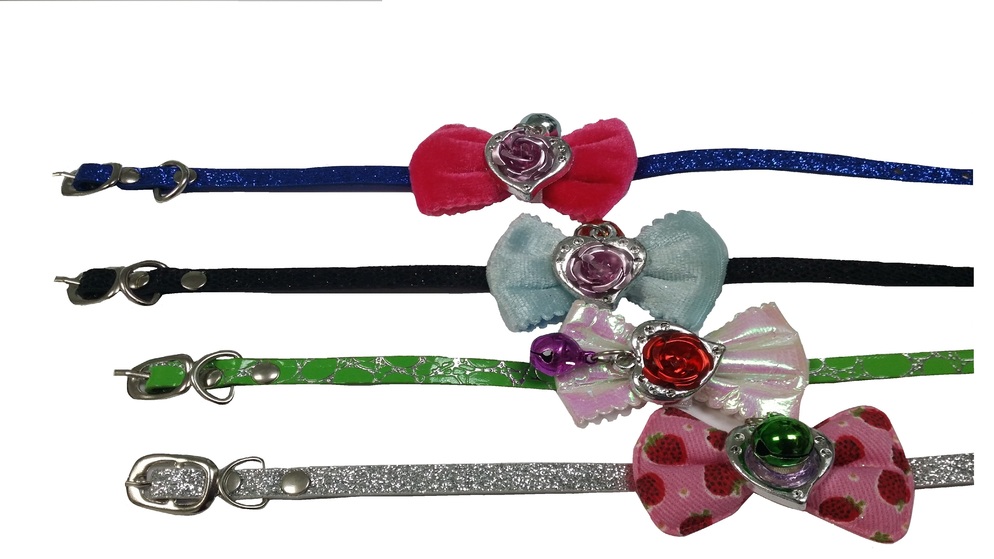 Pet Collar With Bell Rose & Bow