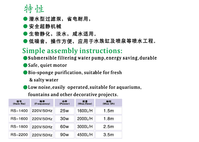 Water Pumps - RS 800, 2200