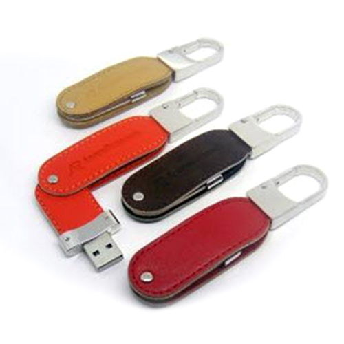 Swivel PU Leather USB with Carabiner