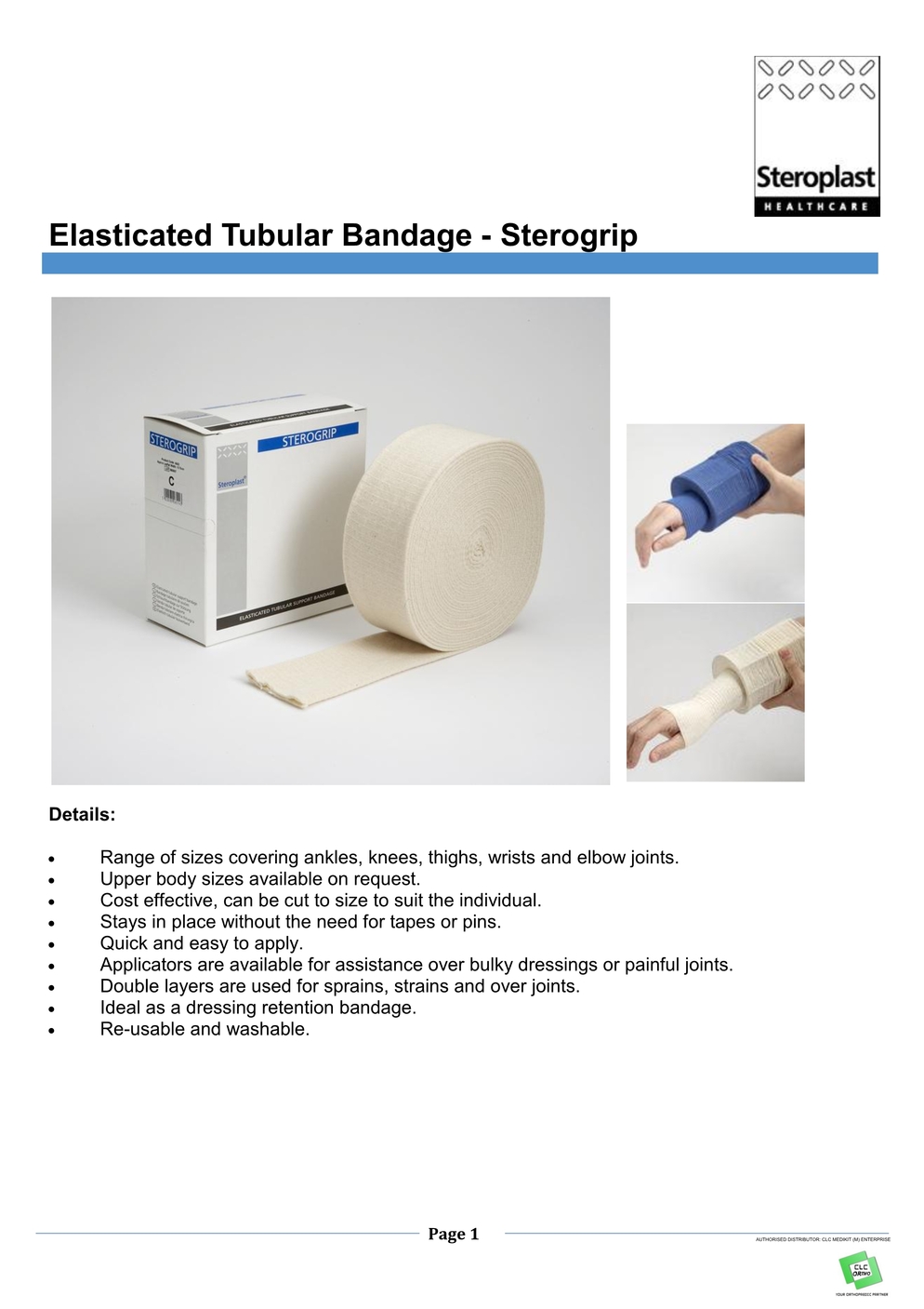 Tubigrip - Sterogrip Elasticated Tubular Bandages