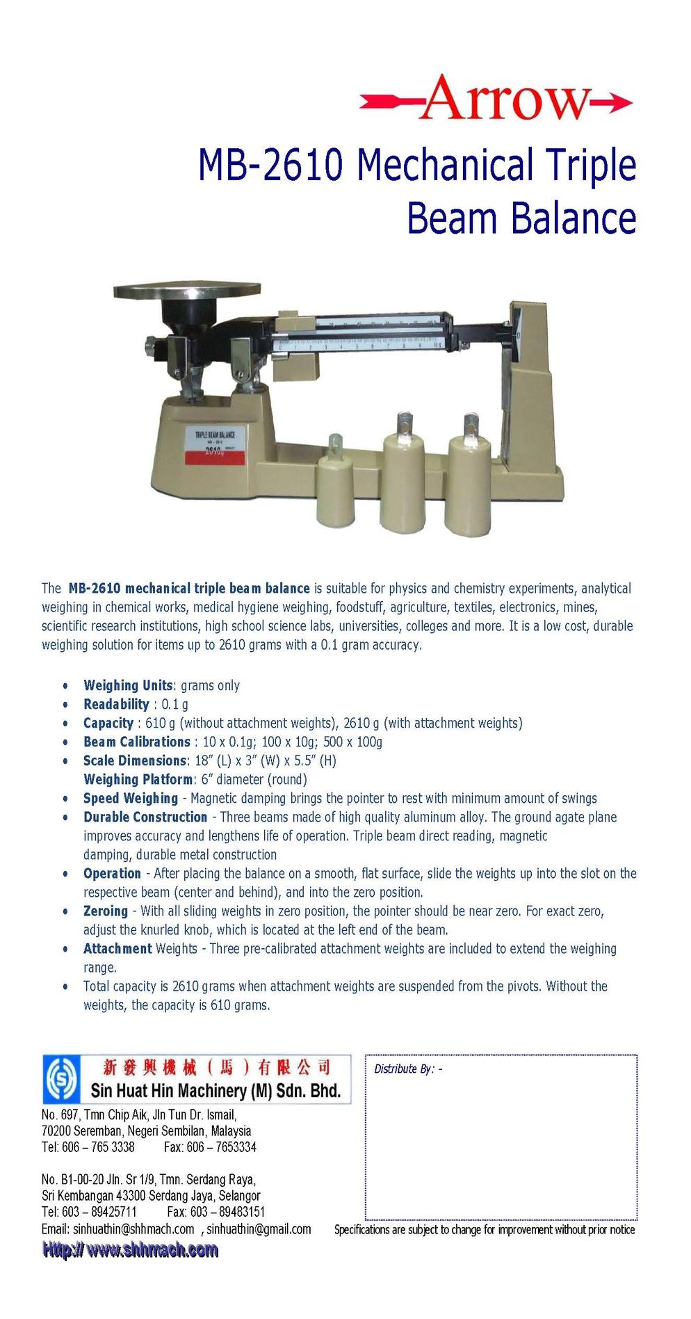 Arrow MB-2610 Mechanical TripleBeam Balance