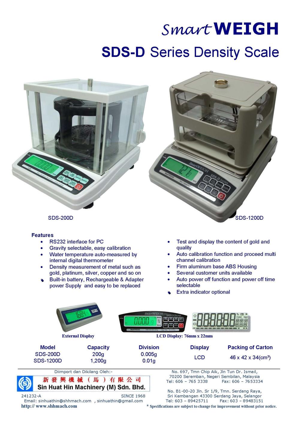 SmartWEIGH SDS-D Series Density Scale