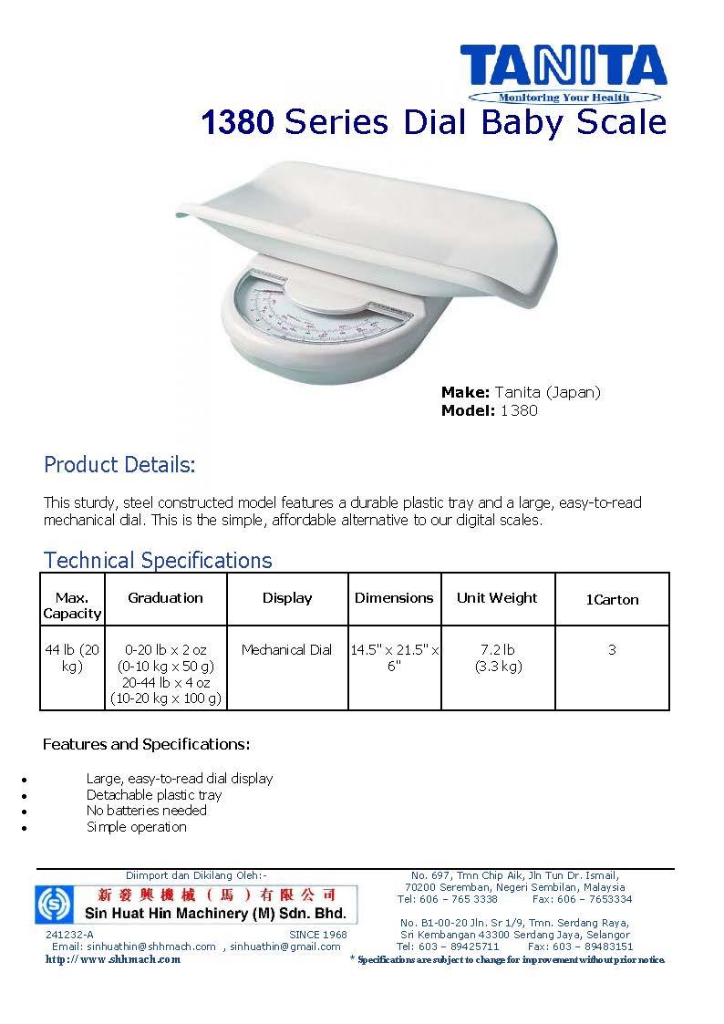 TANITA 1380 Series Dial Baby Scale