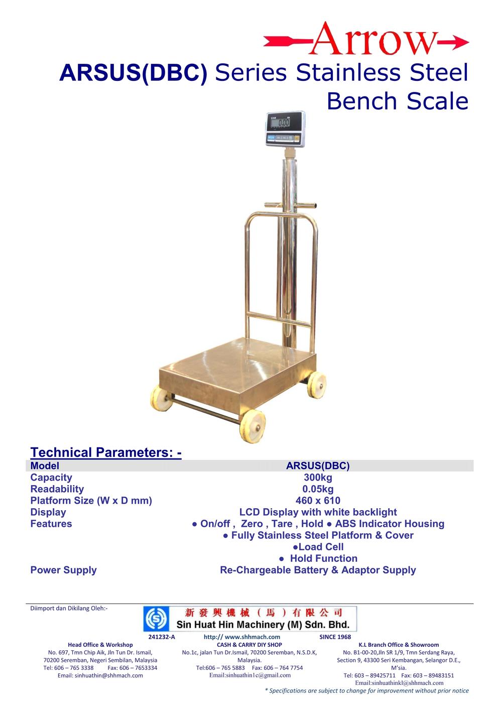 Stainless Steel Bench Scale