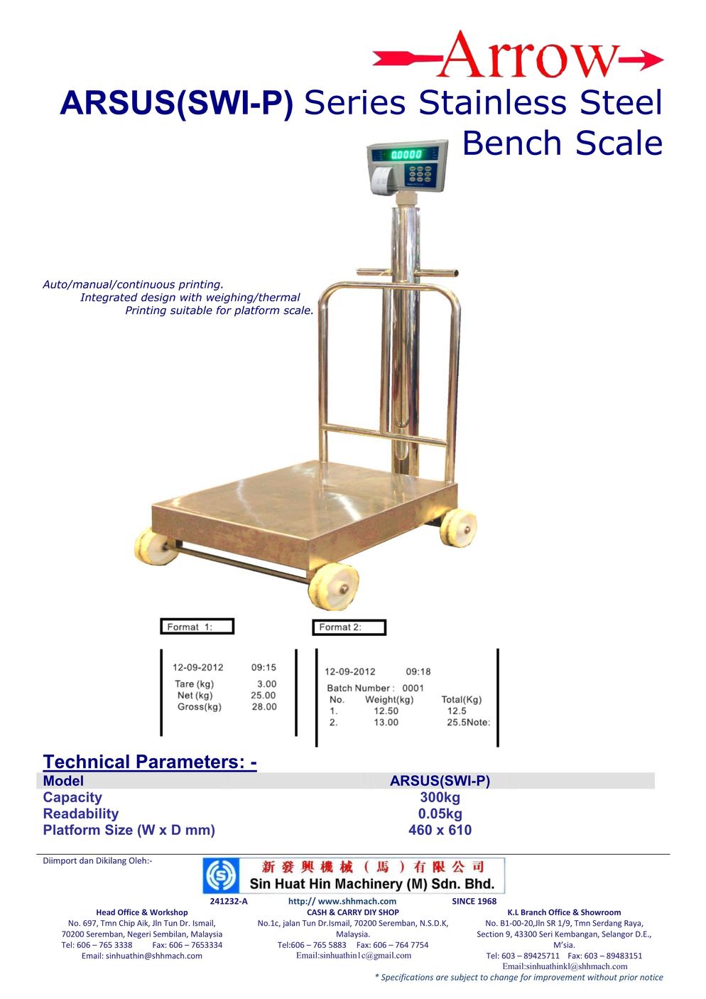 Stainless Steel Bench Scale