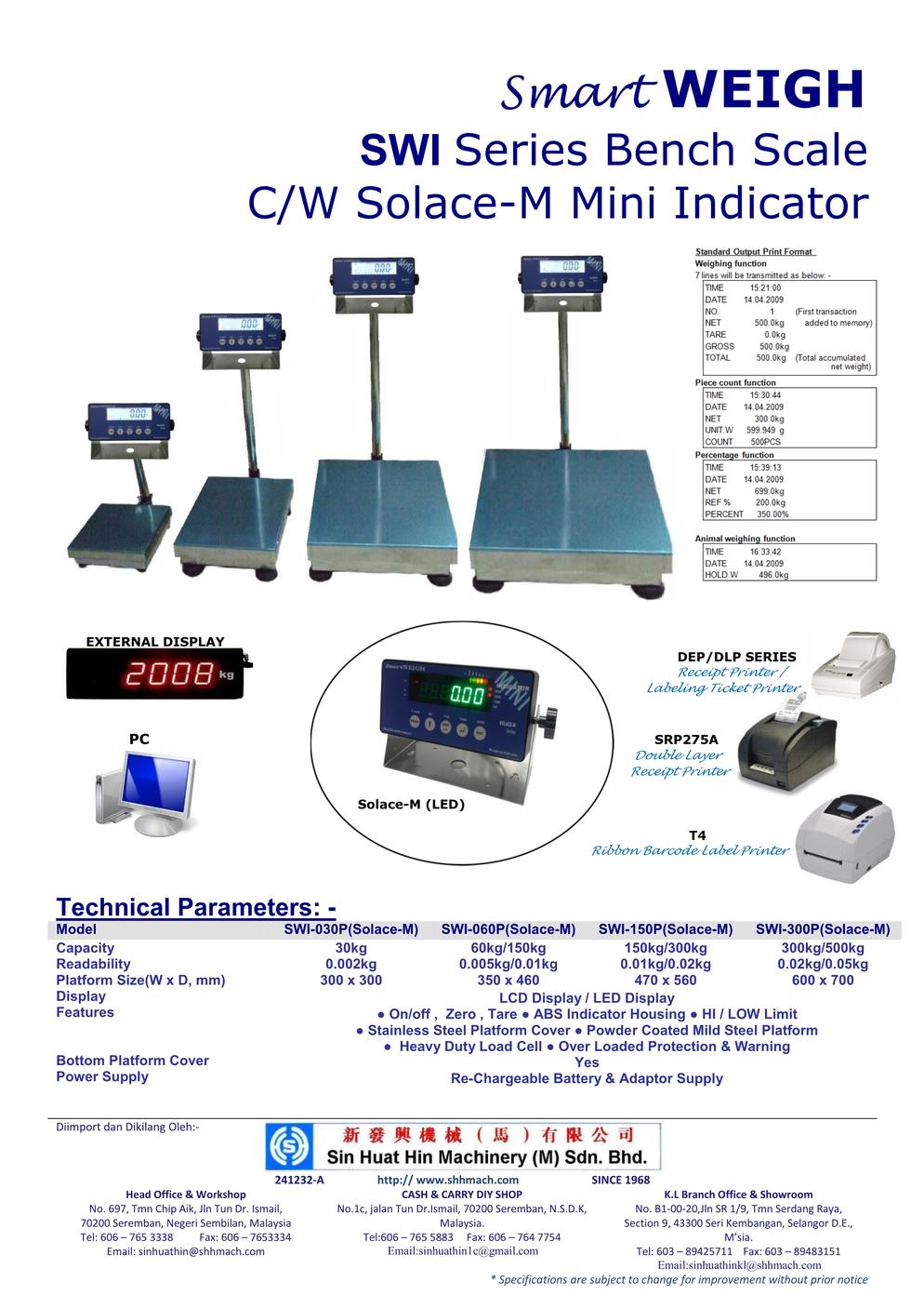 Bench Scale C/W Solace-M Mini Indicator