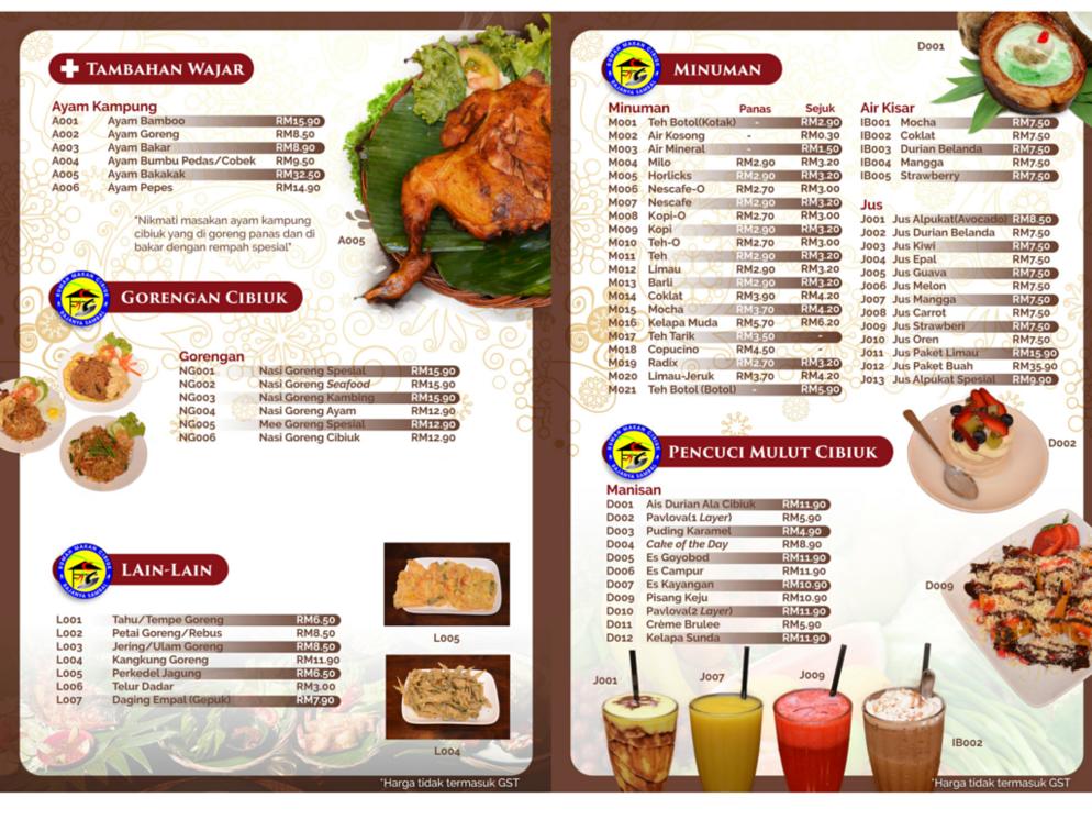 Menu Cibiuk Menu Cibiuk Rumah Makan Cibiuk Shah Alam