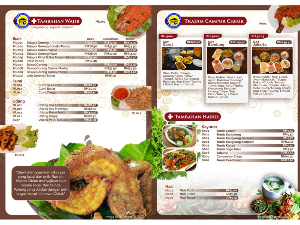 Menu Cibiuk Menu Cibiuk Rumah Makan Cibiuk Shah Alam