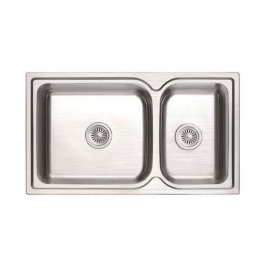 One Piece 2 Bowl Stainless Steel Sink (DCS-SI3420B2)