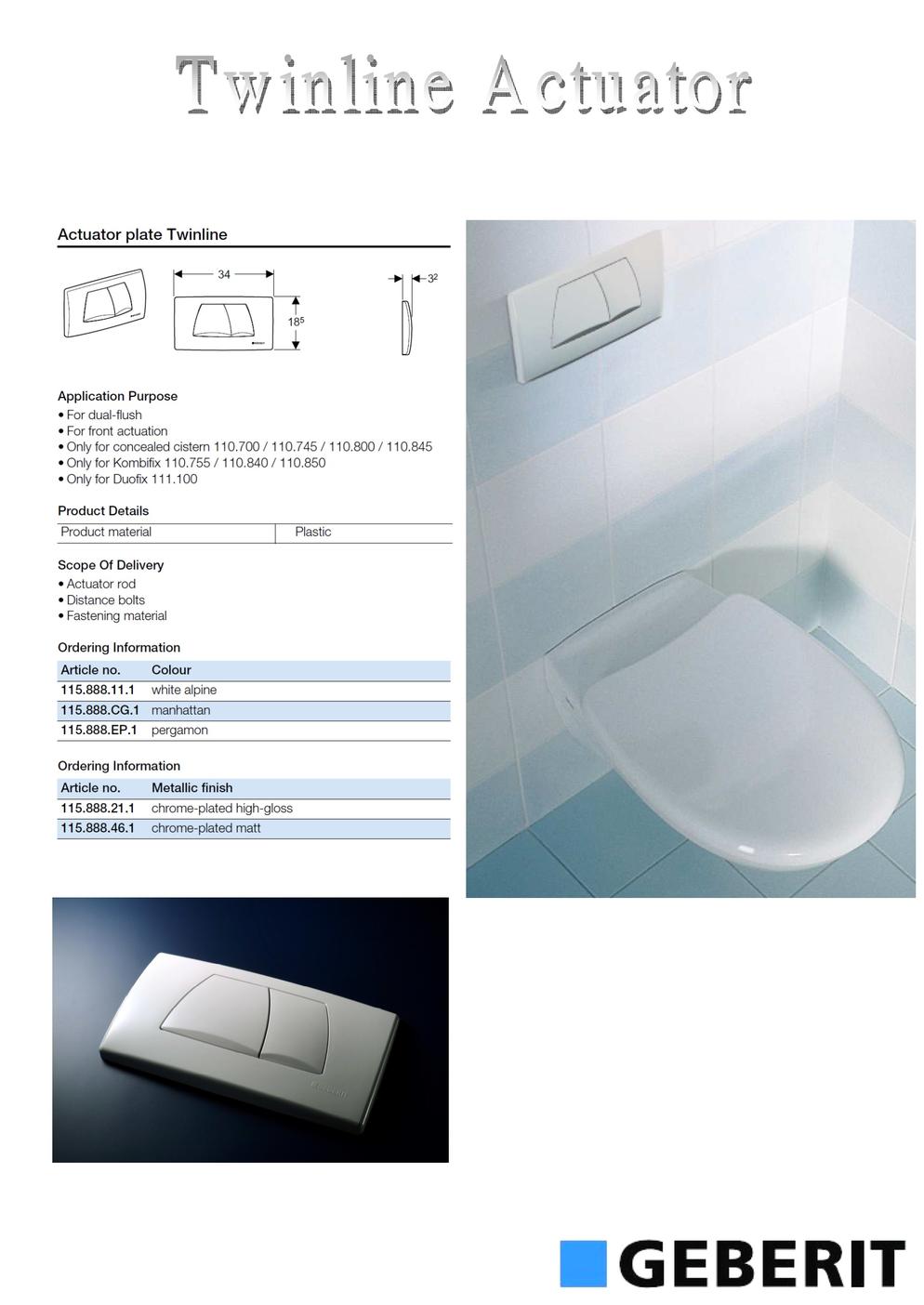 GEBERIT CONCEALED PVC CISTERN SYSTEM 170.016.00.2 (UP130)