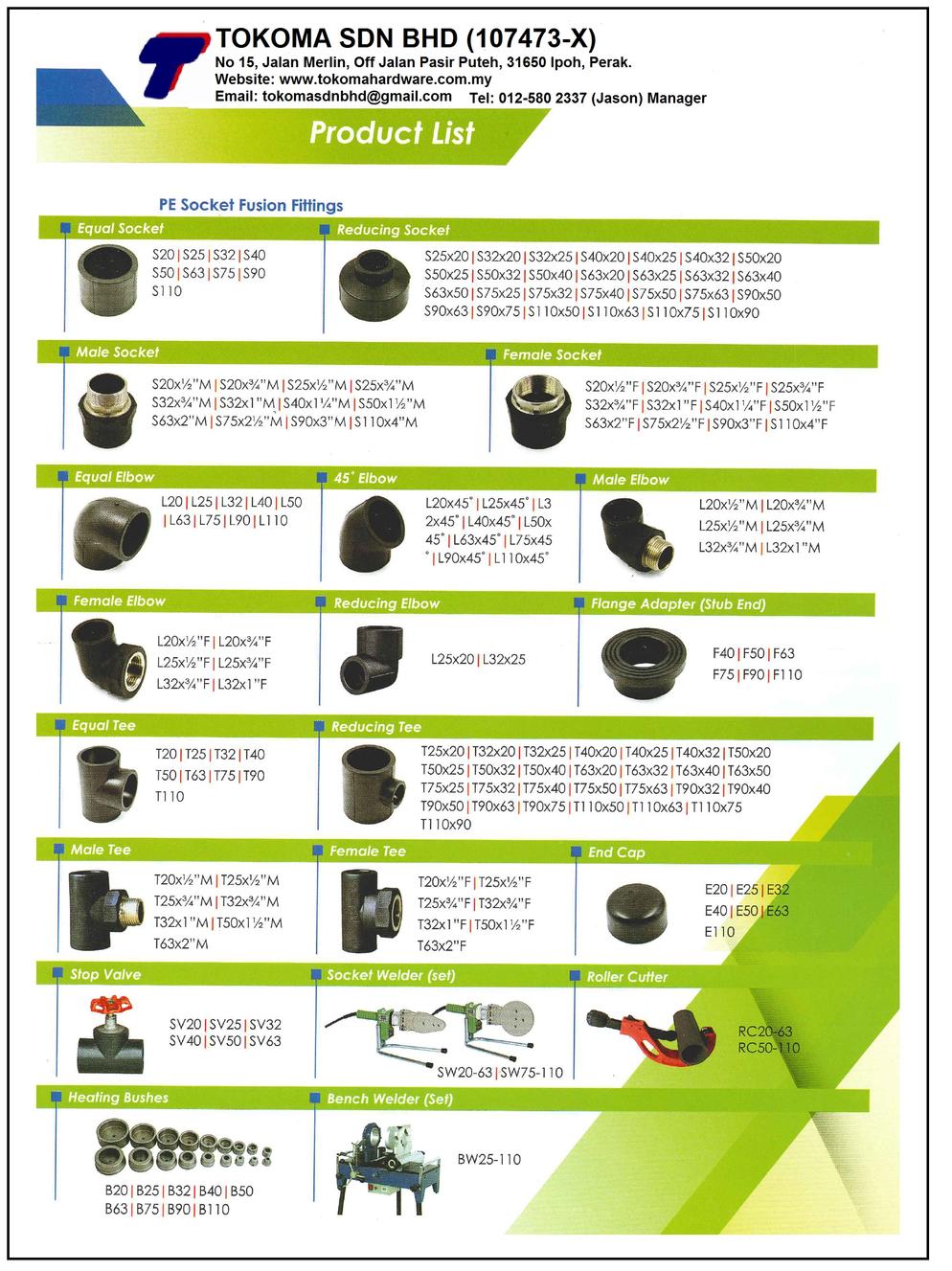 HDPE SOCKET FUSION PIPE & FITTINGS (POLY & PE)