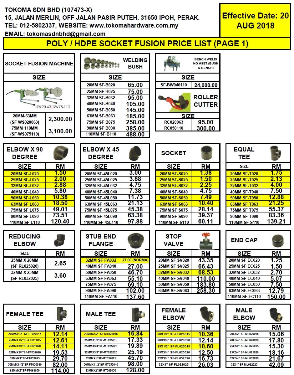 HDPE SOCKET FUSION PIPE & FITTINGS (POLY & PE)