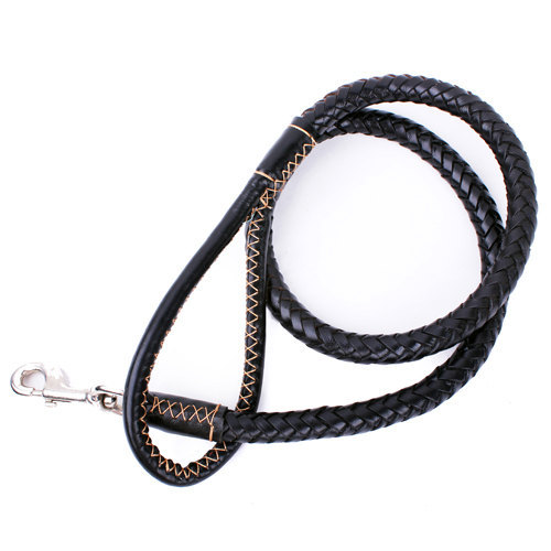 Braided Leather Leash For Large Sized Dog