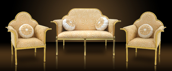 Royal Golden Aluminium Frame Luxury Classic Design European Style Elegant Living Room Fabric Sofa Malaysia
