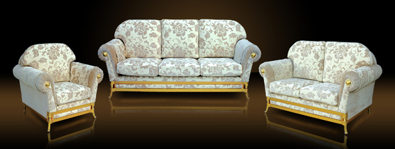 Royal Golden Aluminium Frame Luxury Classic Design European Style Elegant Living Room Fabric Sofa Malaysia