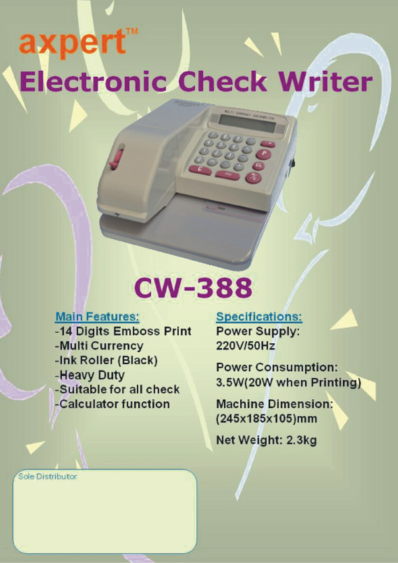 Electronic Check Writer CW-388