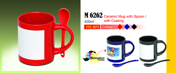 M6262 CERAMIC MUG WITH SPOON & COATING