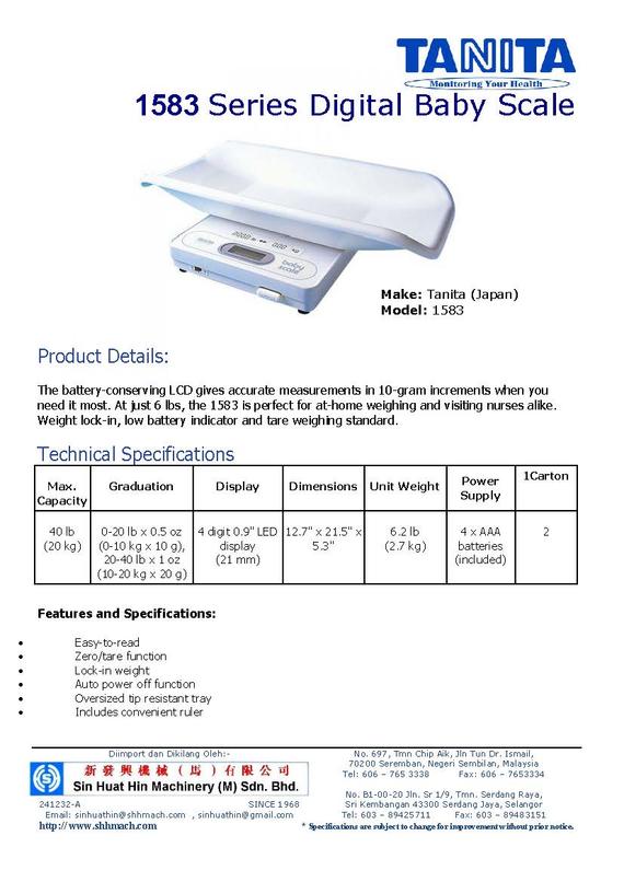 TANITA 1583 Series Digital Baby Scale