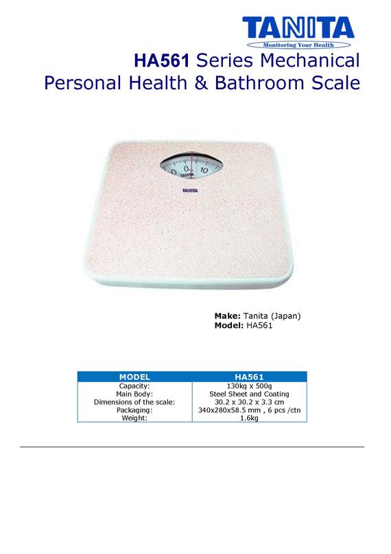 TANITA HA-561 Series Mechanical Personal Health _ Bathroom Scale (Blank)