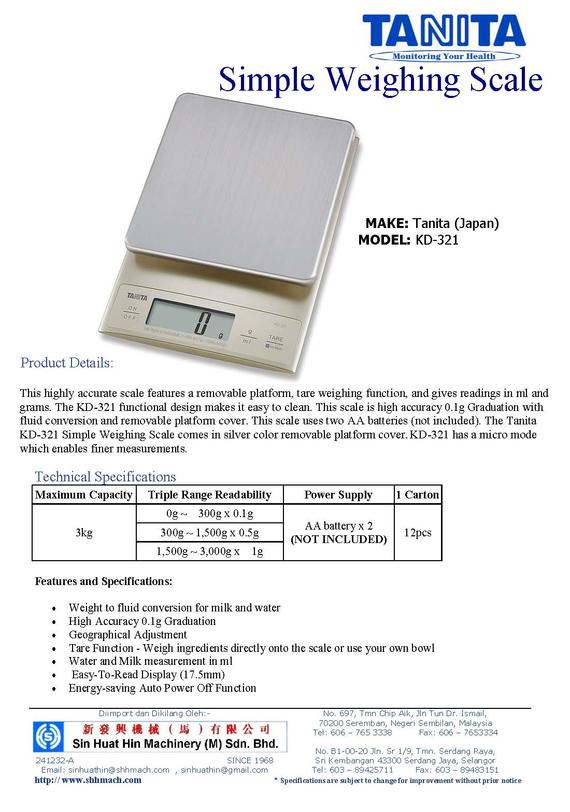 TANITA KD- 321 simple weighing scale